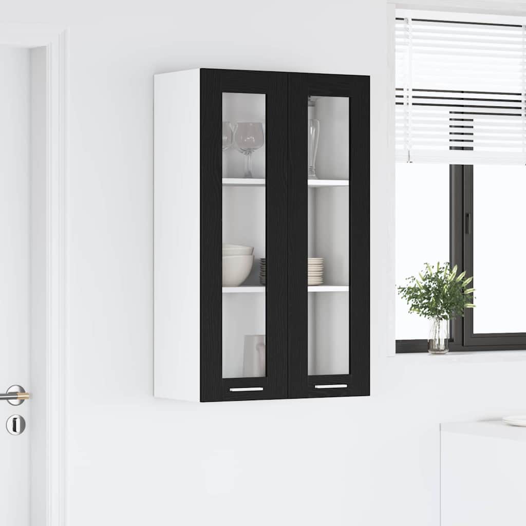 vidaXL Hängeschrank mit Tür Riga Schwarz Eichen-Optik 60 x 31 x 100 cm