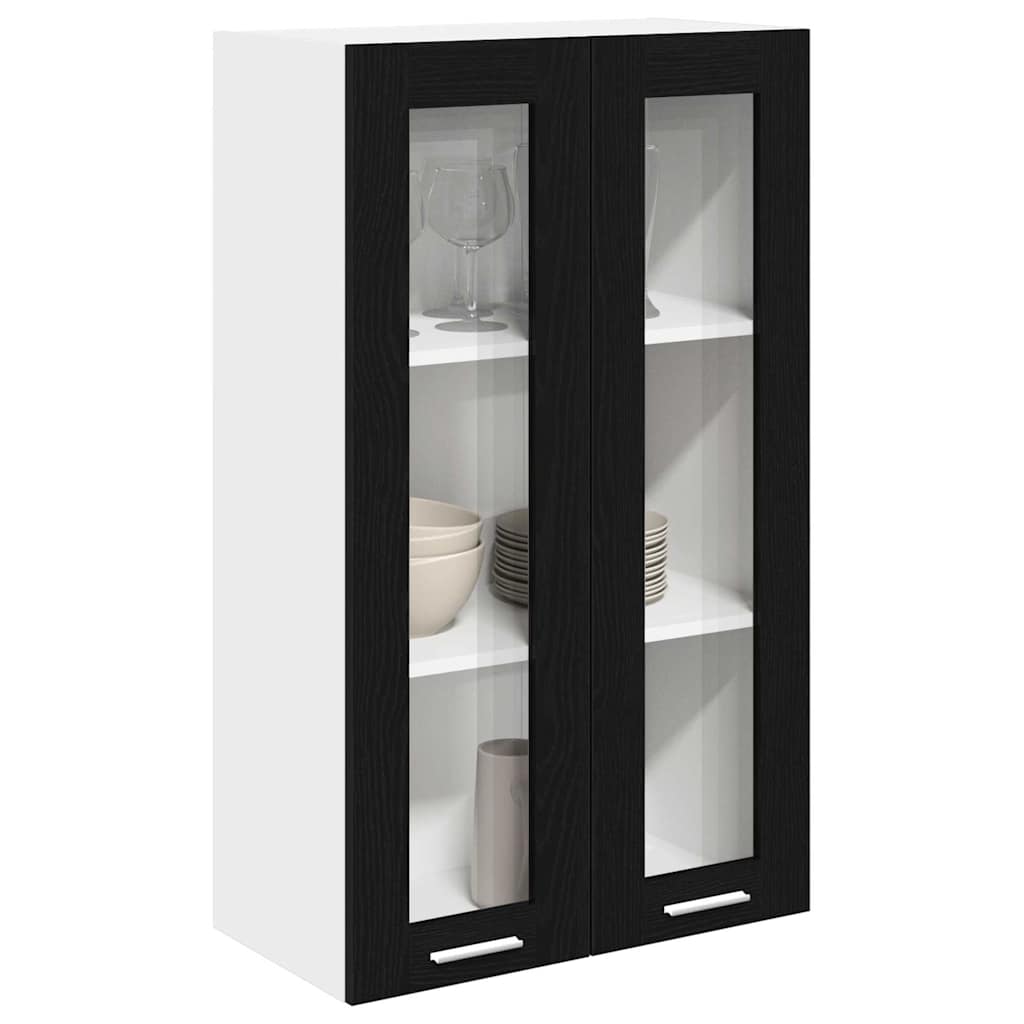 vidaXL Hängeschrank mit Tür Riga Schwarz Eichen-Optik 60 x 31 x 100 cm