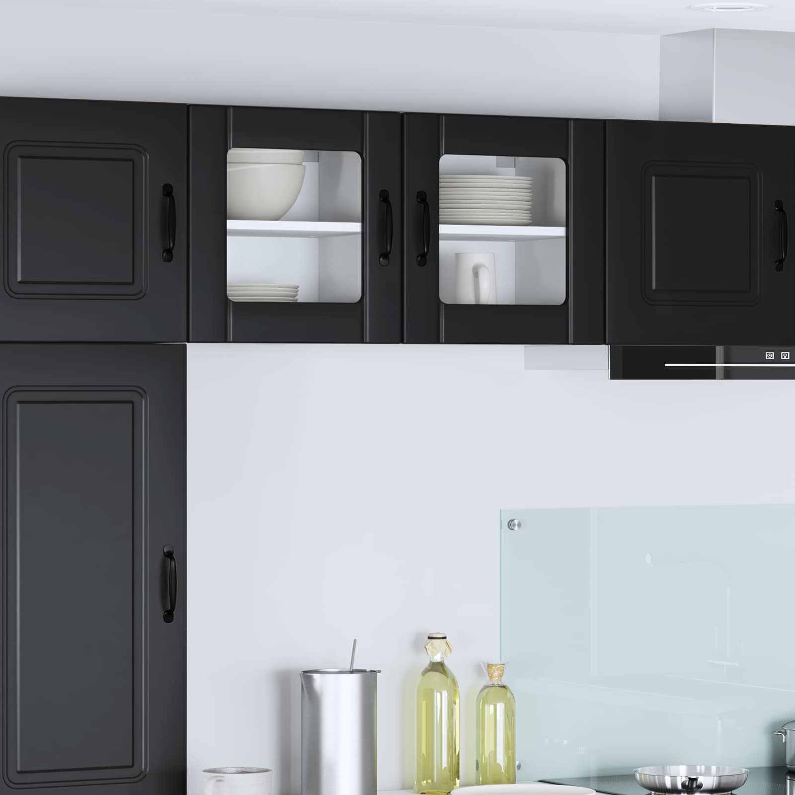 vidaXL Wandglas-Schrank LUCCA 2 pcs Schwarz 40 x 31 x 40 cm
