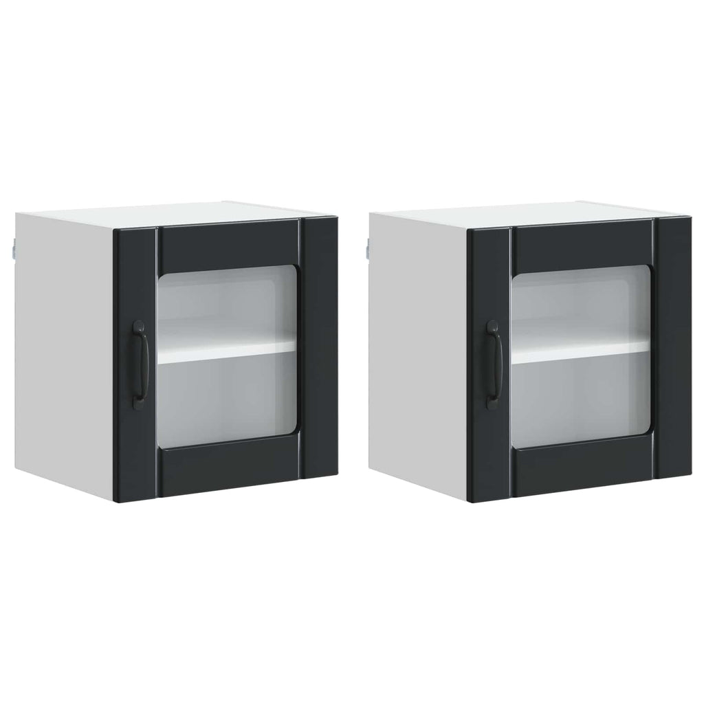 vidaXL Wandglas-Schrank LUCCA 2 pcs Schwarz 40 x 31 x 40 cm
