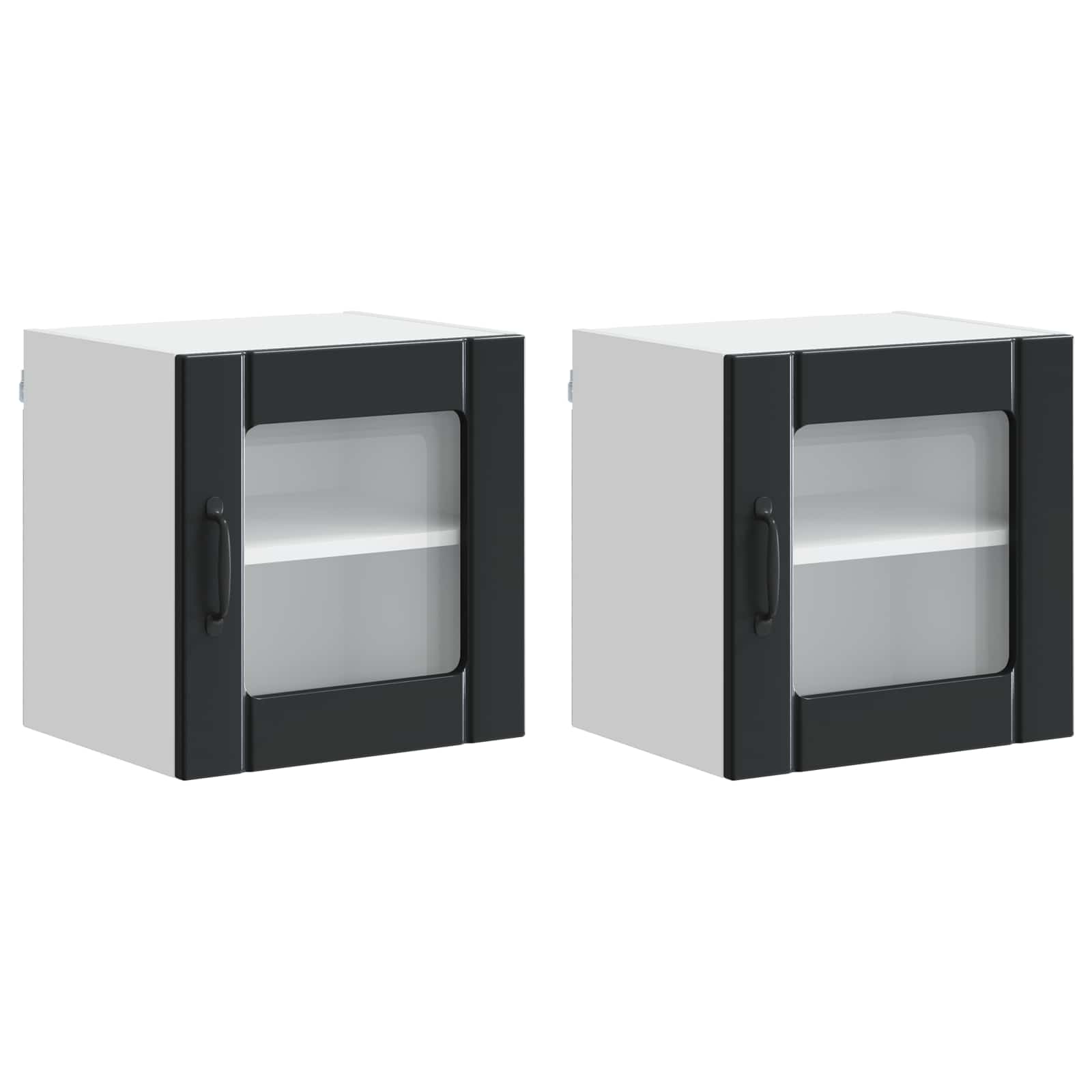 vidaXL Wandglas-Schrank LUCCA 2 pcs Schwarz 40 x 31 x 40 cm