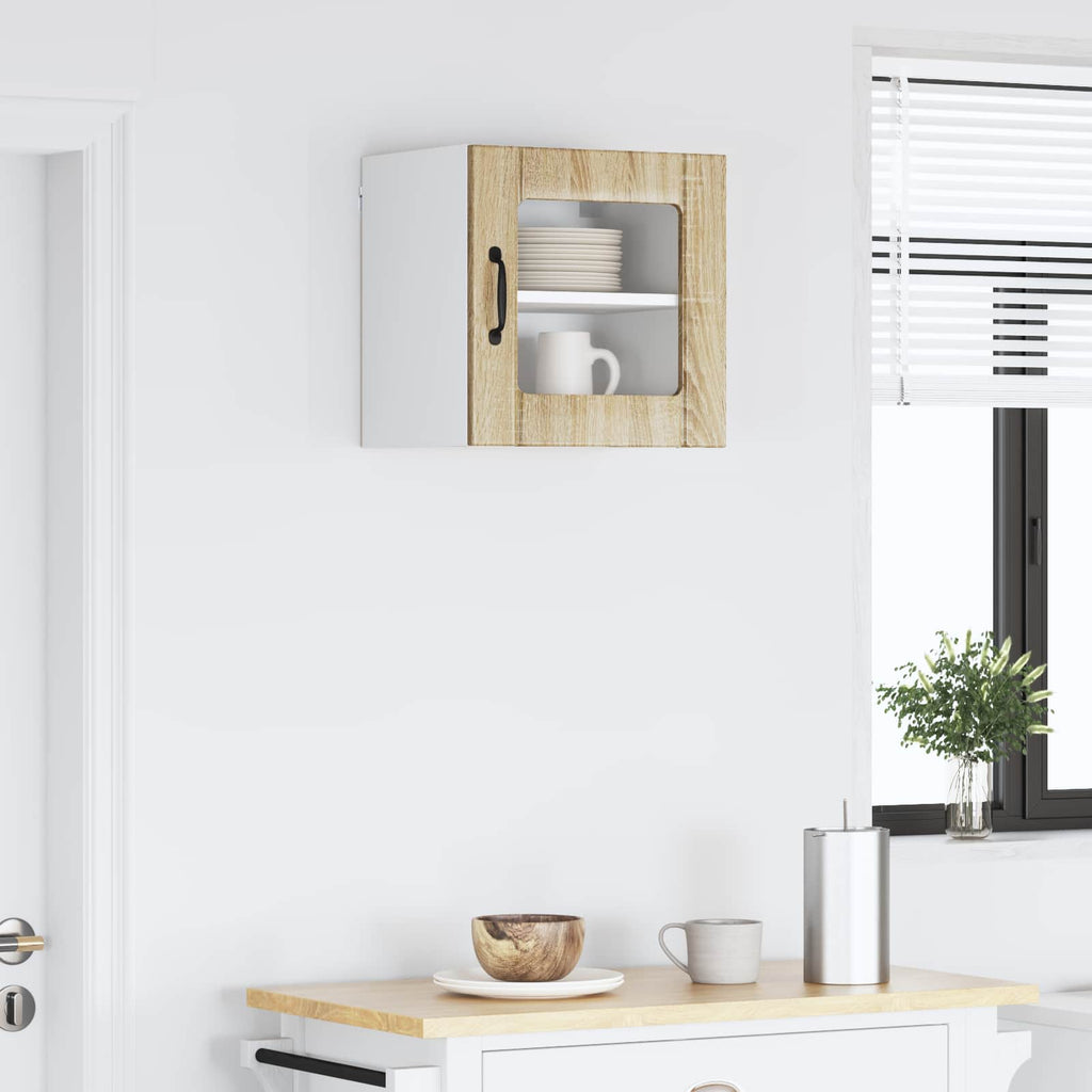 vidaXL Wandglas-Schrank LUCCA Sonoma-Eiche 40 x 31 x 40 cm