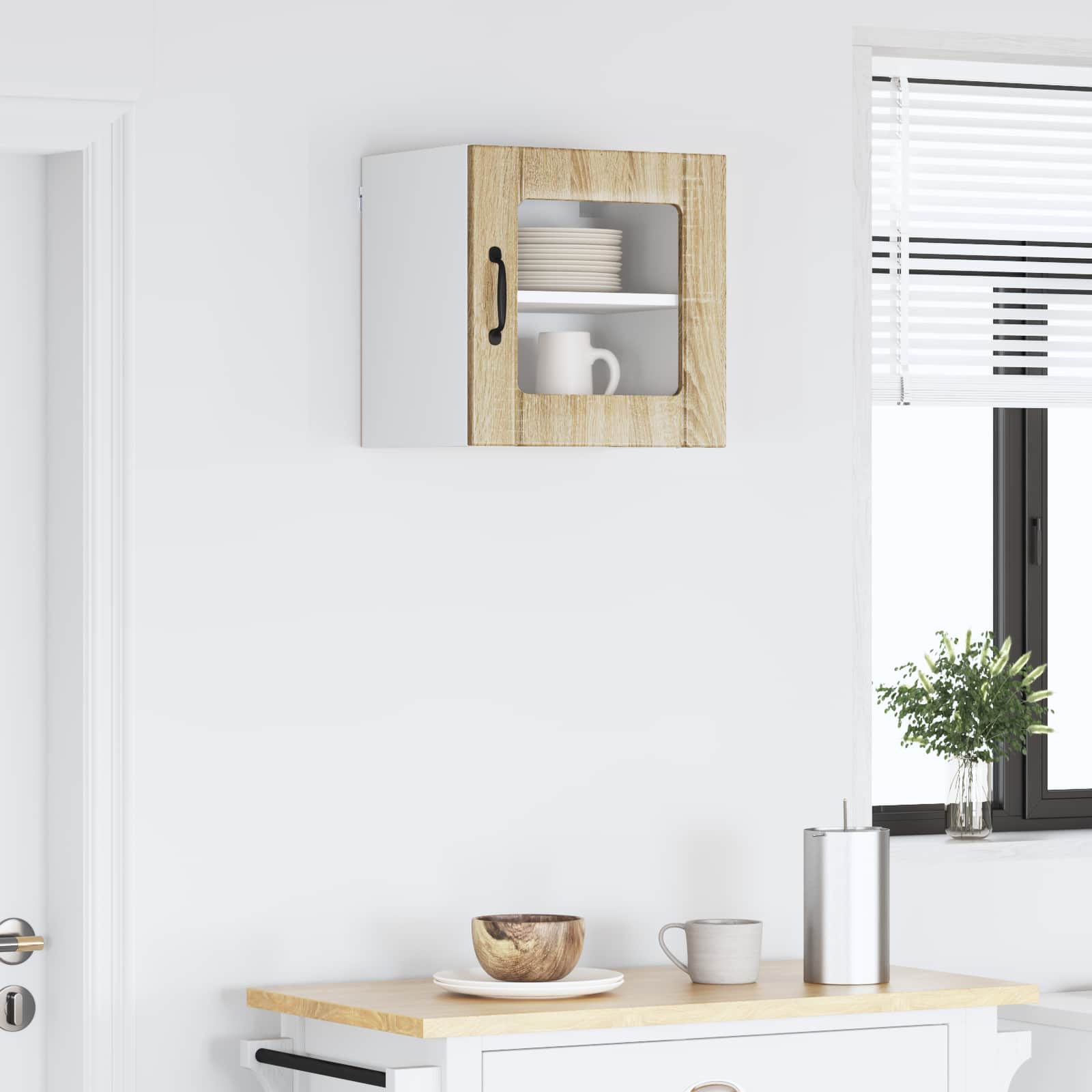 vidaXL Wandglas-Schrank LUCCA Sonoma-Eiche 40 x 31 x 40 cm