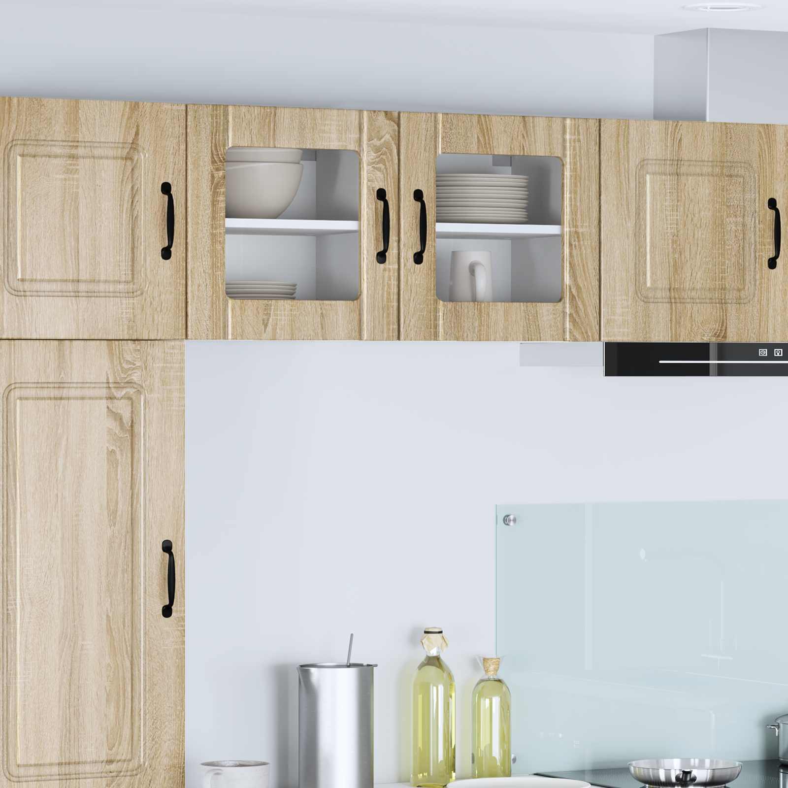 vidaXL Wandglas-Schrank LUCCA 2 pcs Sonoma-Eiche 40 x 31 x 40 cm
