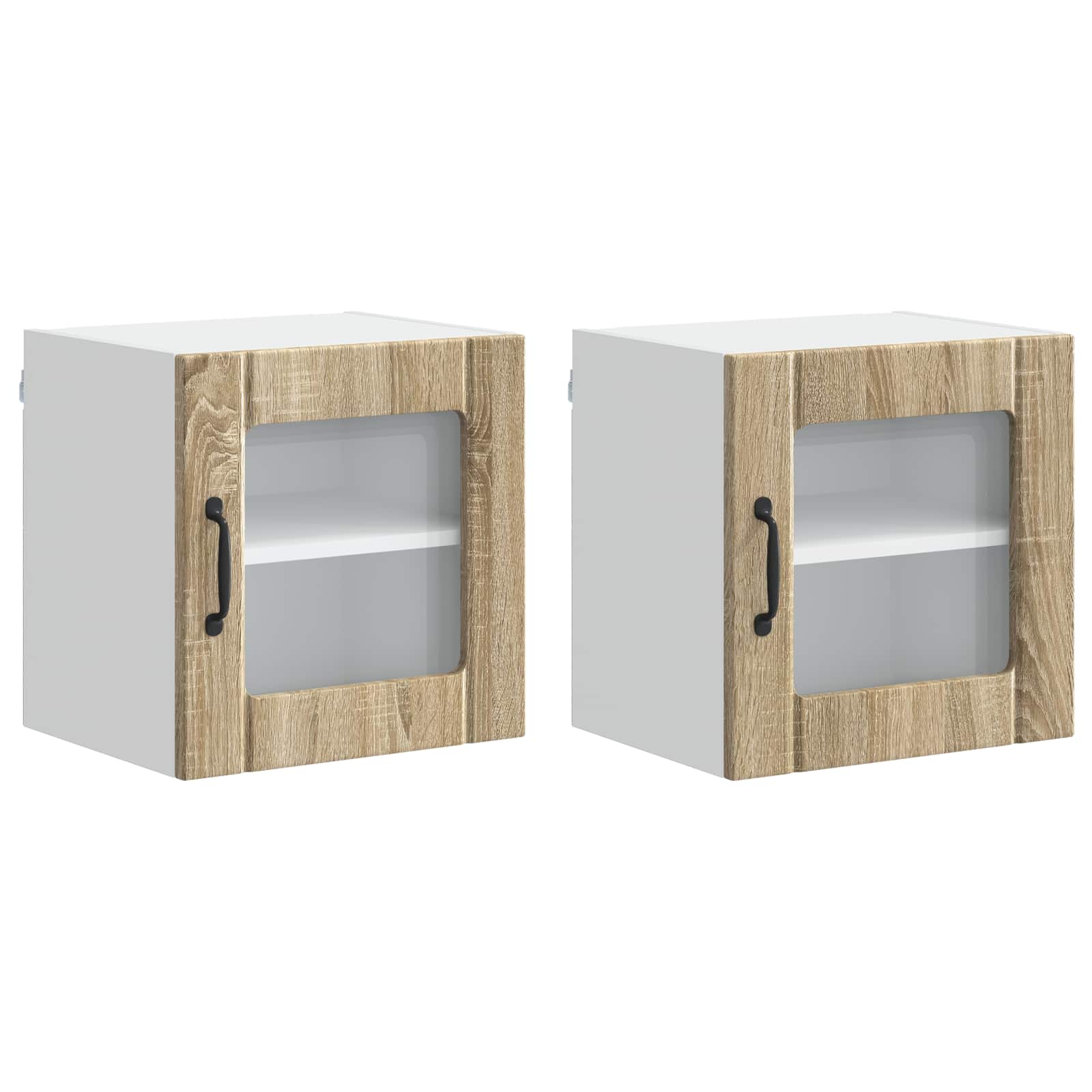 vidaXL Wandglas-Schrank LUCCA 2 pcs Sonoma-Eiche 40 x 31 x 40 cm