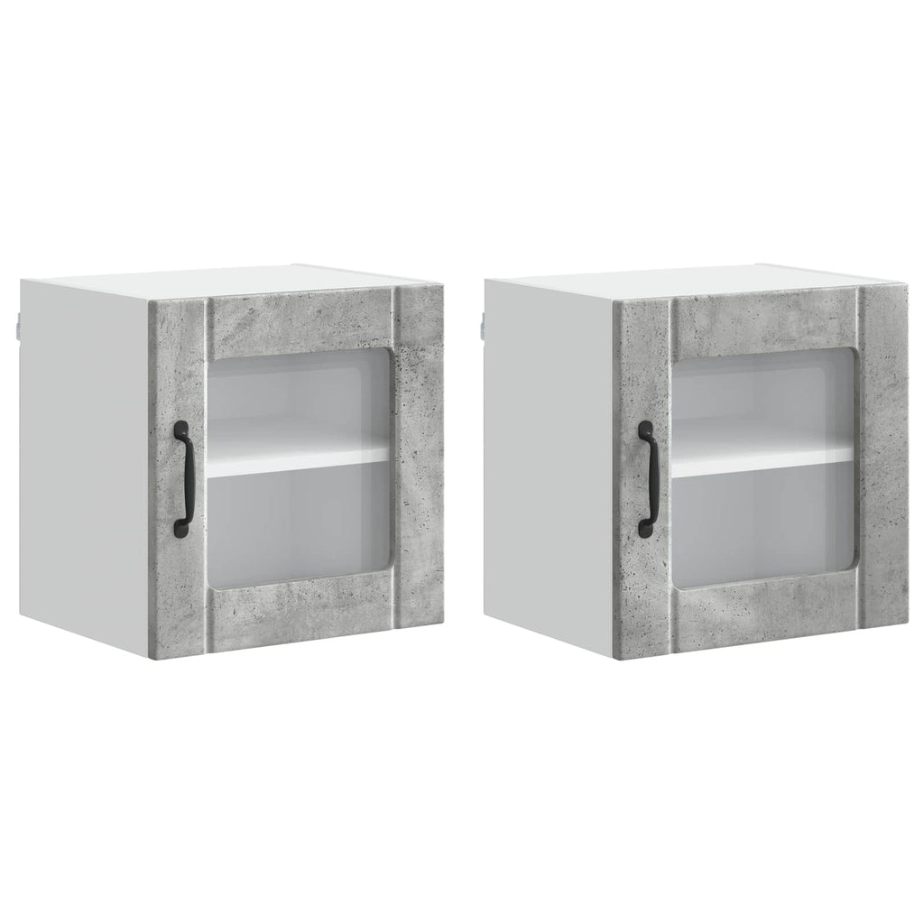vidaXL Wandglas-Schrank LUCCA 2 pcs Betongrau 40 x 31 x 40 cm