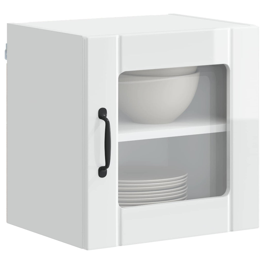 vidaXL Wandglas-Schrank LUCCA Hochglanz Weiß 40 x 31 x 40 cm