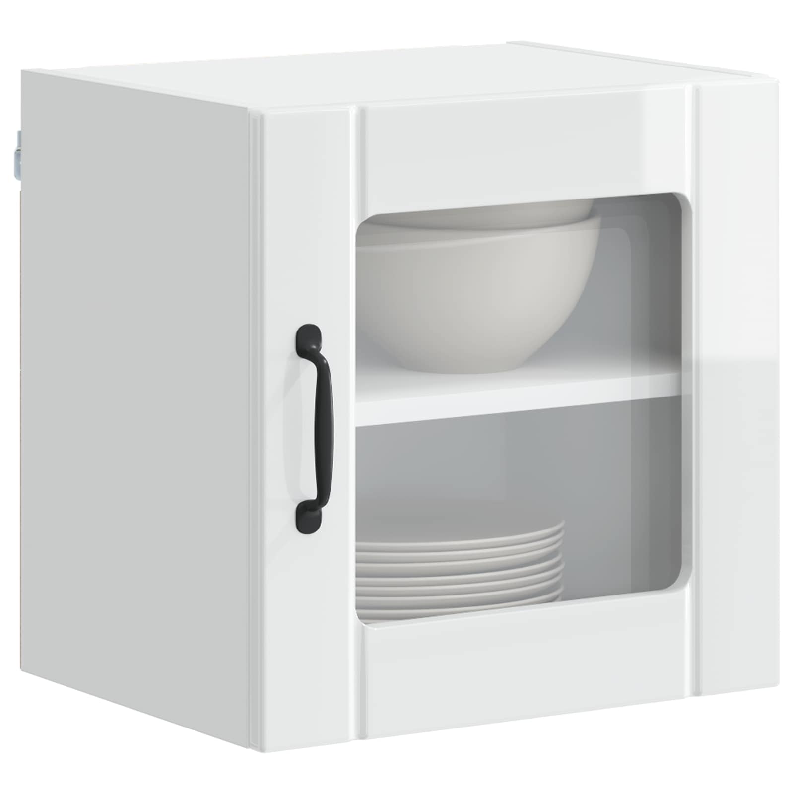 vidaXL Wandglas-Schrank LUCCA Hochglanz Weiß 40 x 31 x 40 cm