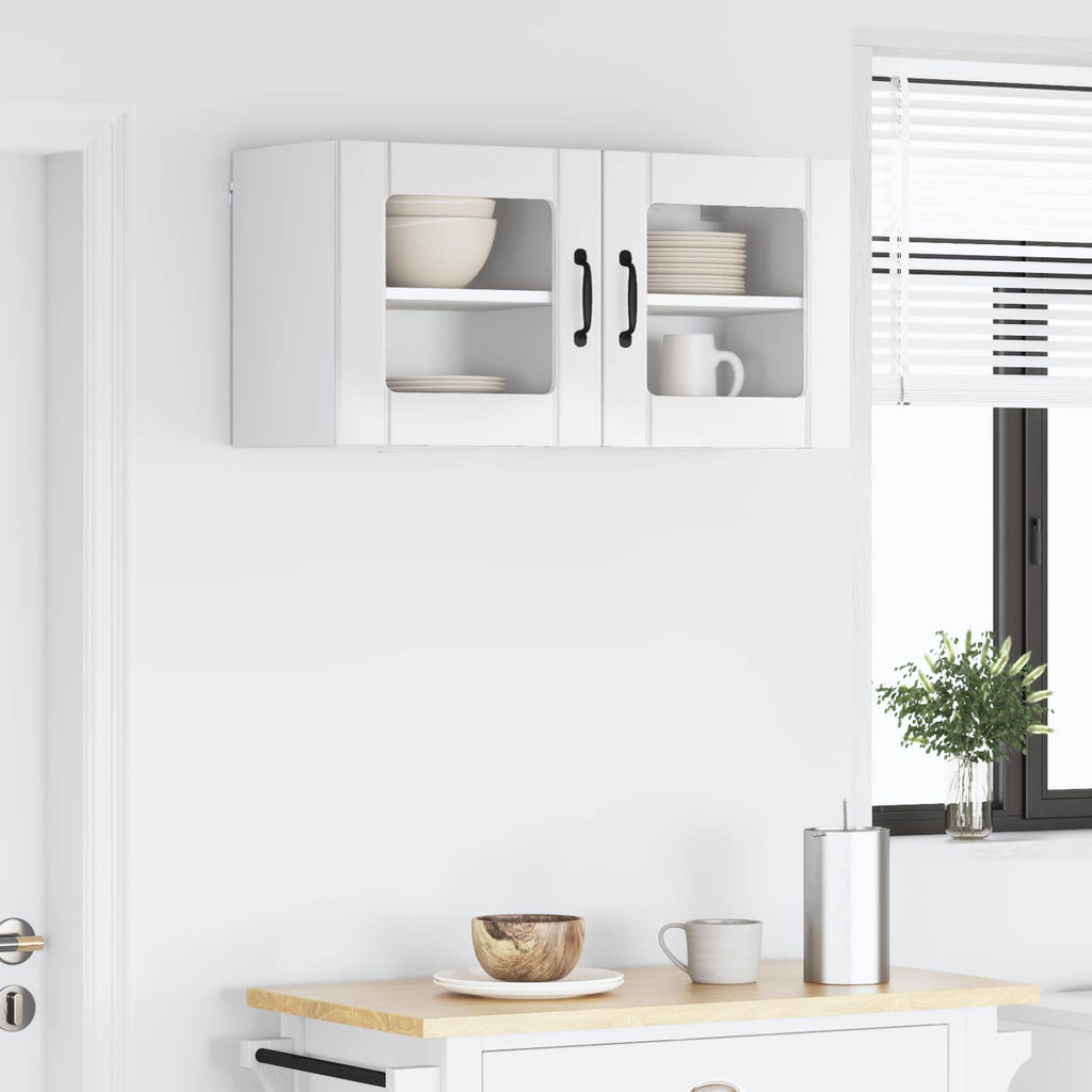 vidaXL Wandglas-Schrank LUCCA 2 pcs Hochglanz Weiß 40 x 31 x 40 cm