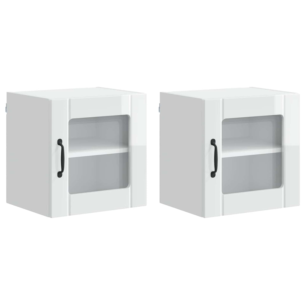 vidaXL Wandglas-Schrank LUCCA 2 pcs Hochglanz Weiß 40 x 31 x 40 cm