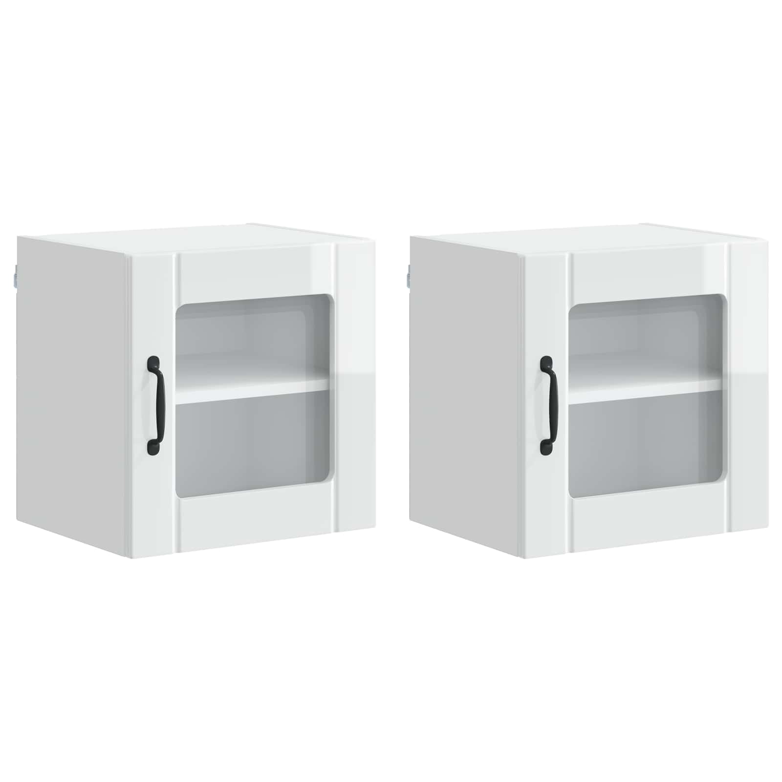 vidaXL Wandglas-Schrank LUCCA 2 pcs Hochglanz Weiß 40 x 31 x 40 cm
