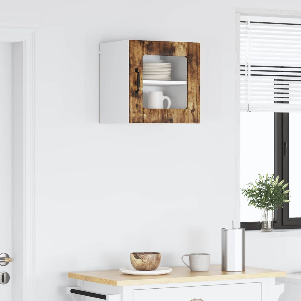 vidaXL Wandglas-Schrank LUCCA Geräucherte Eiche 40 x 31 x 40 cm