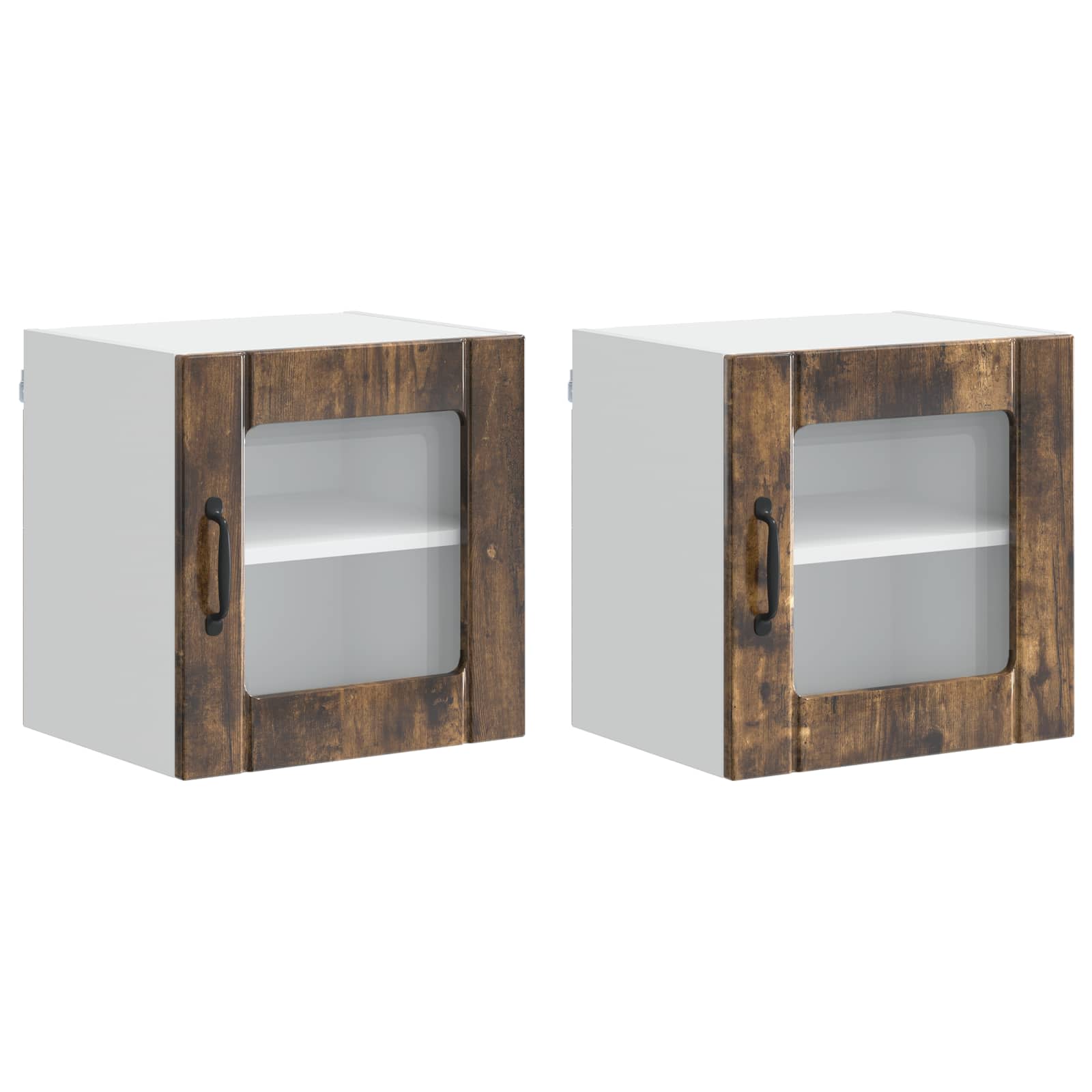vidaXL Wandglas-Schrank LUCCA 2 pcs Geräucherte Eiche 40 x 31 x 40 cm