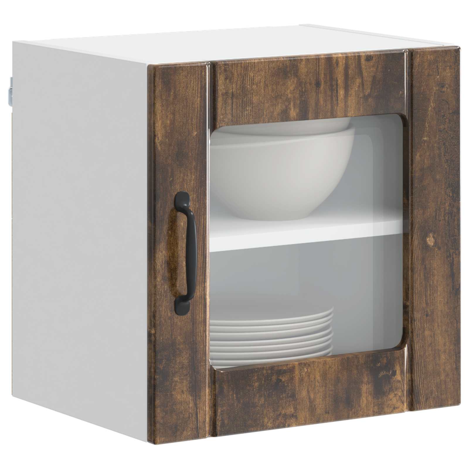 vidaXL Wandglas-Schrank LUCCA 2 pcs Geräucherte Eiche 40 x 31 x 40 cm