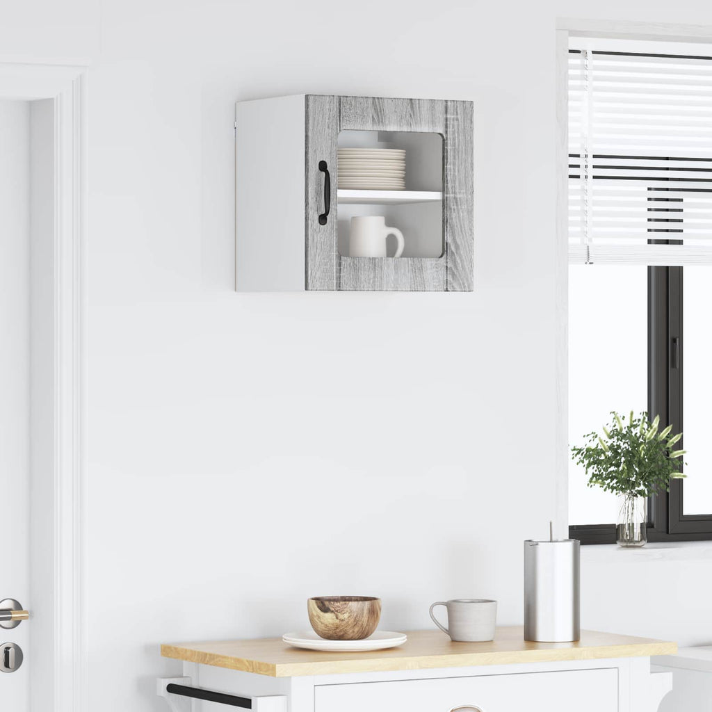 vidaXL Wandglas-Schrank LUCCA Graues Sonoma 40 x 31 x 40 cm