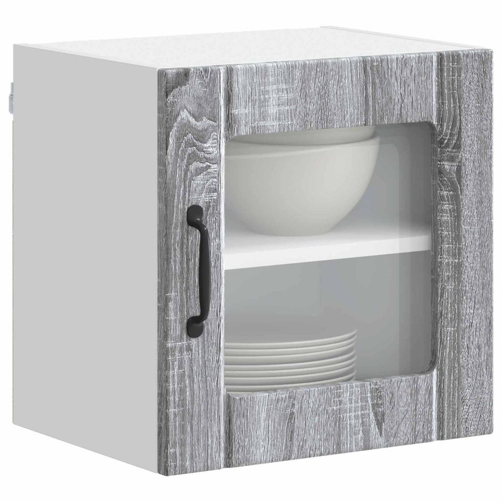 vidaXL Wandglas-Schrank LUCCA Graues Sonoma 40 x 31 x 40 cm