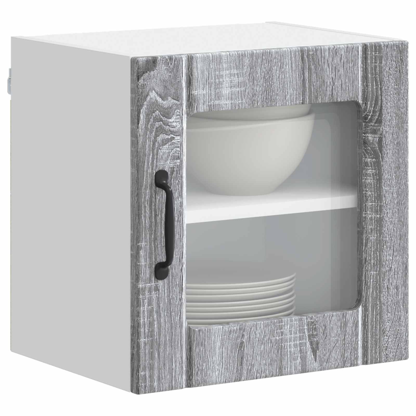 vidaXL Wandglas-Schrank LUCCA Graues Sonoma 40 x 31 x 40 cm