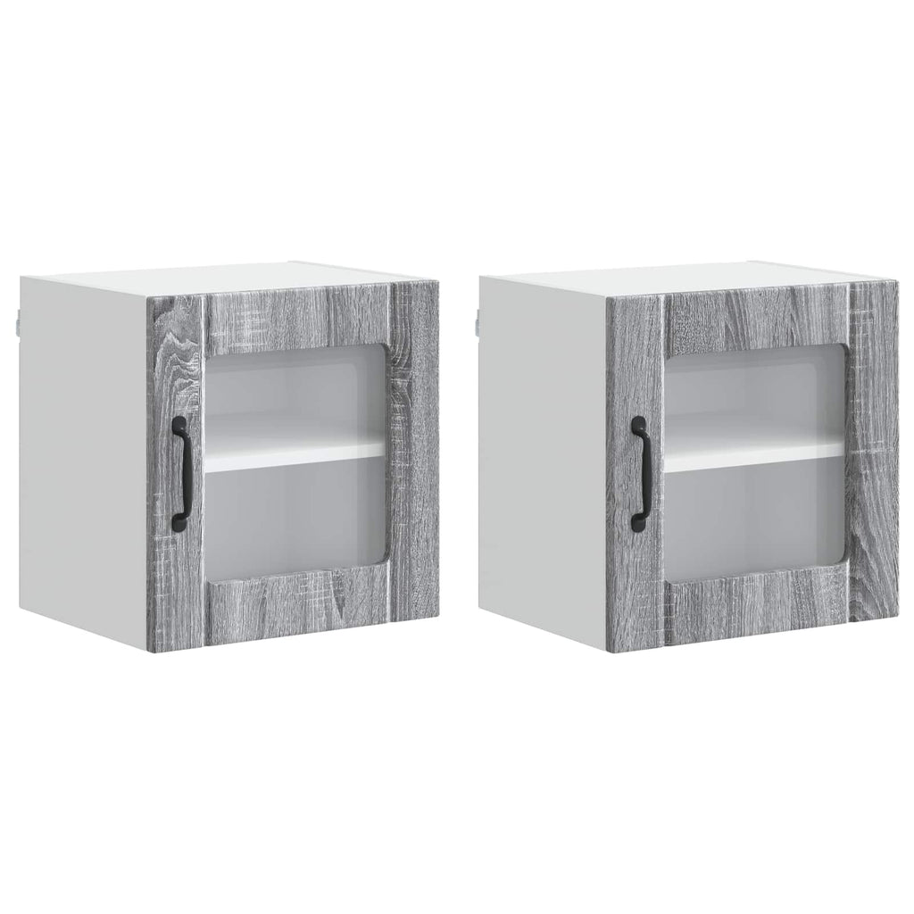 vidaXL Wandglas-Schrank LUCCA 2 pcs Graues Sonoma 40 x 31 x 40 cm