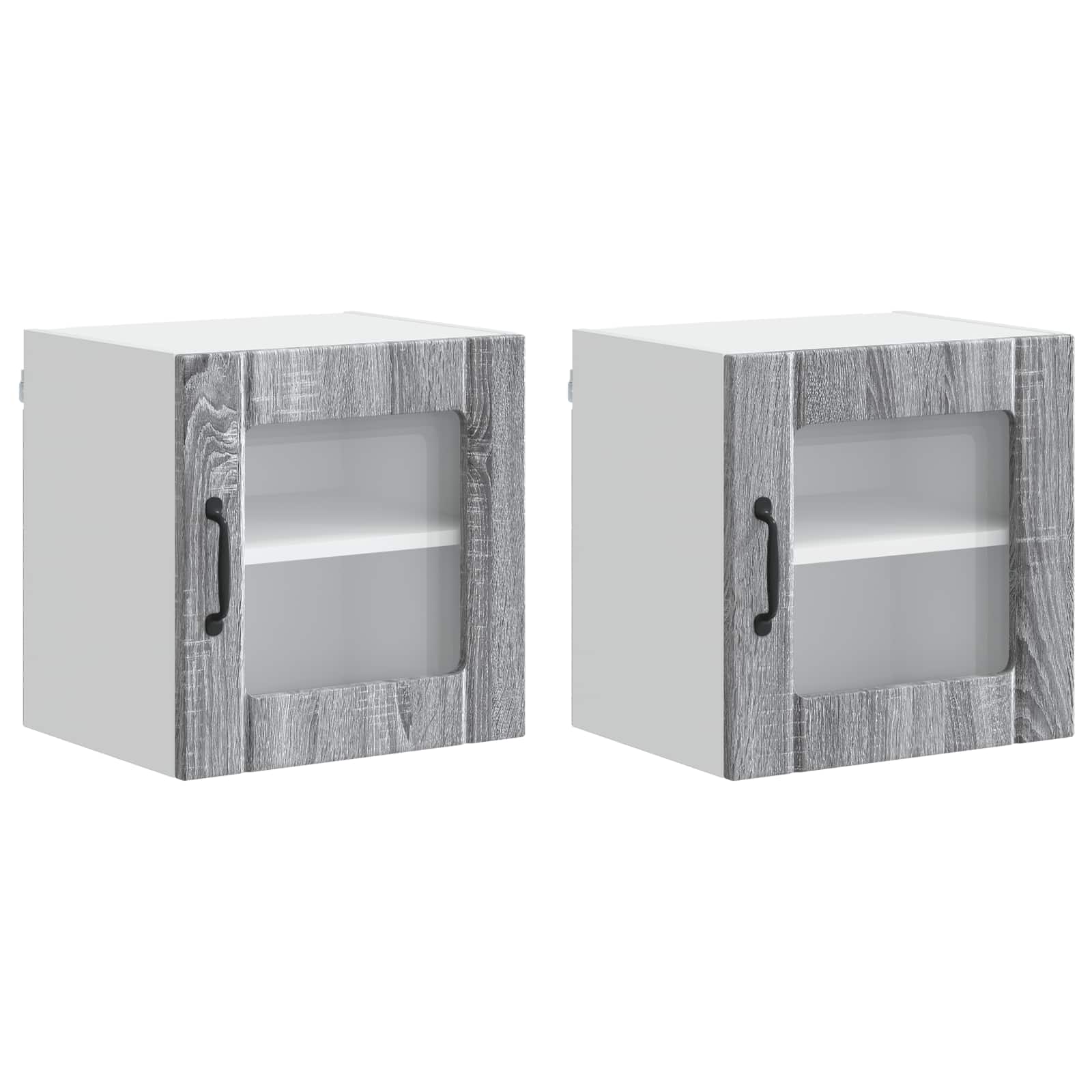 vidaXL Wandglas-Schrank LUCCA 2 pcs Graues Sonoma 40 x 31 x 40 cm