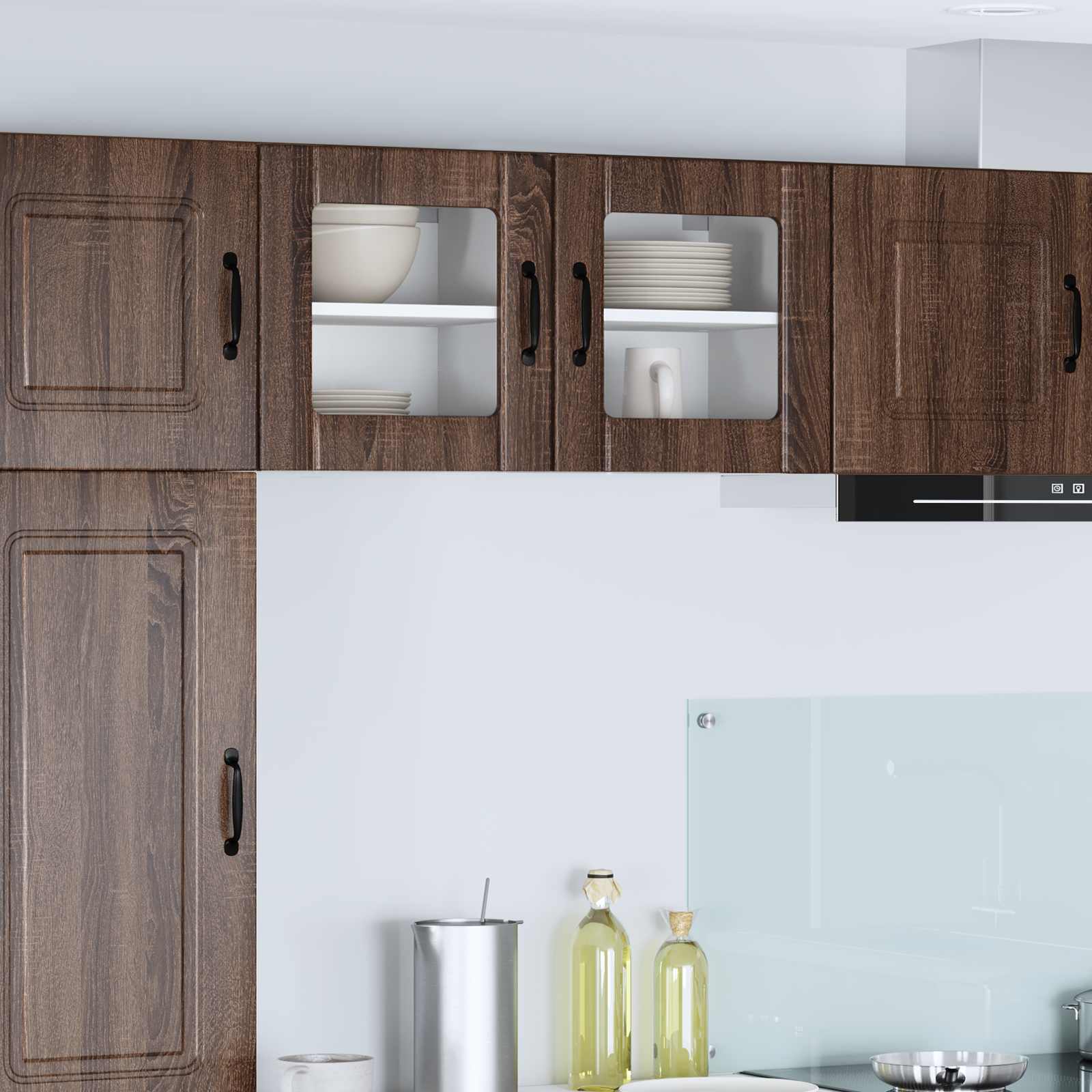 vidaXL Wandglas-Schrank LUCCA Brauneiche 40 x 31 x 40 cm Holzwerkstoff
