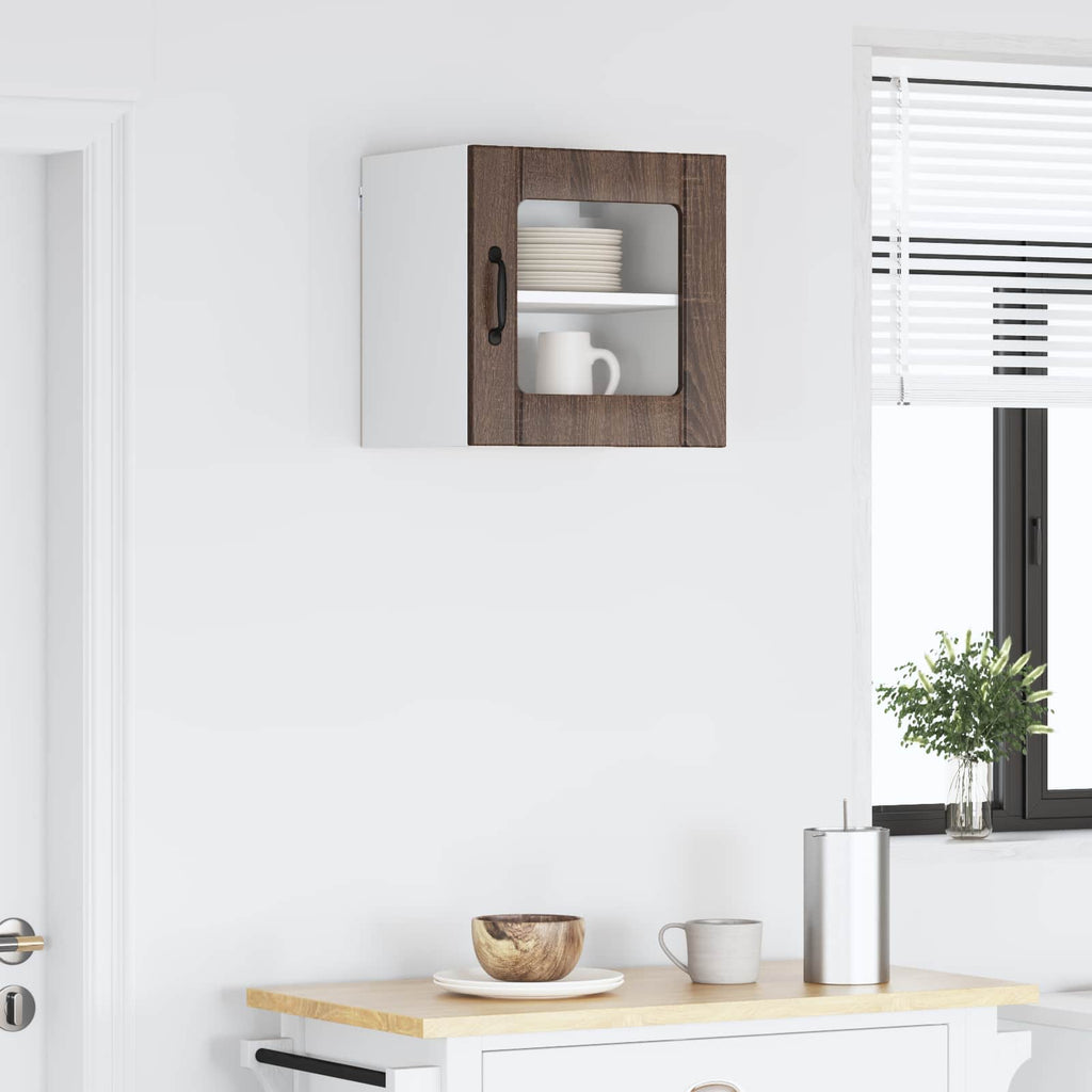 vidaXL Wandglas-Schrank LUCCA Brauneiche 40 x 31 x 40 cm Holzwerkstoff