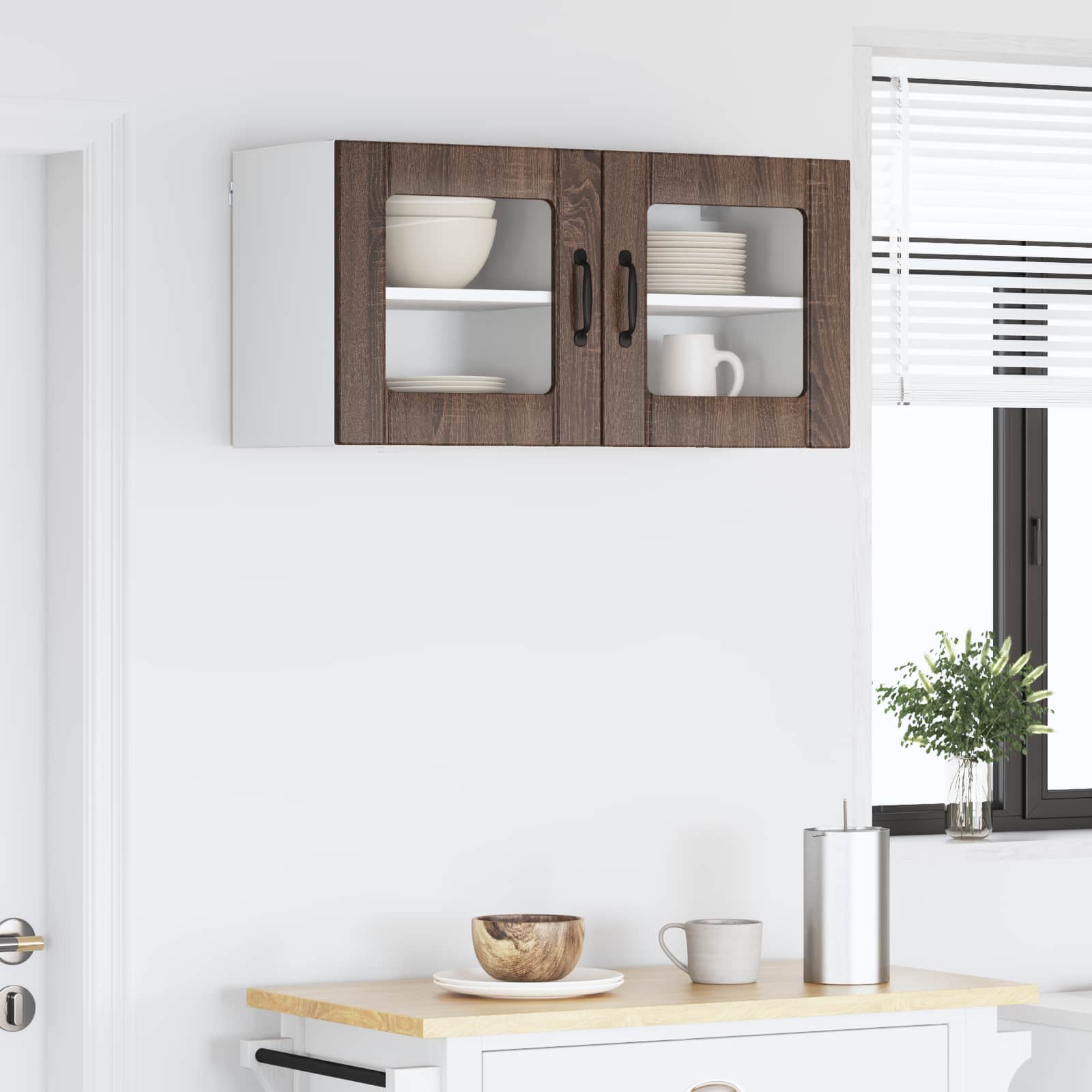 vidaXL Wandglas-Schrank LUCCA 2 pcs Brauneiche 40 x 31 x 40 cm
