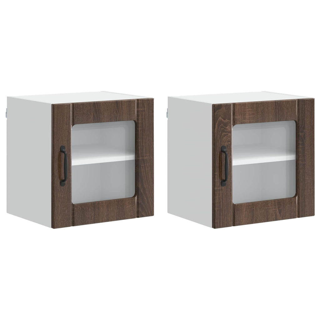 vidaXL Wandglas-Schrank LUCCA 2 pcs Brauneiche 40 x 31 x 40 cm