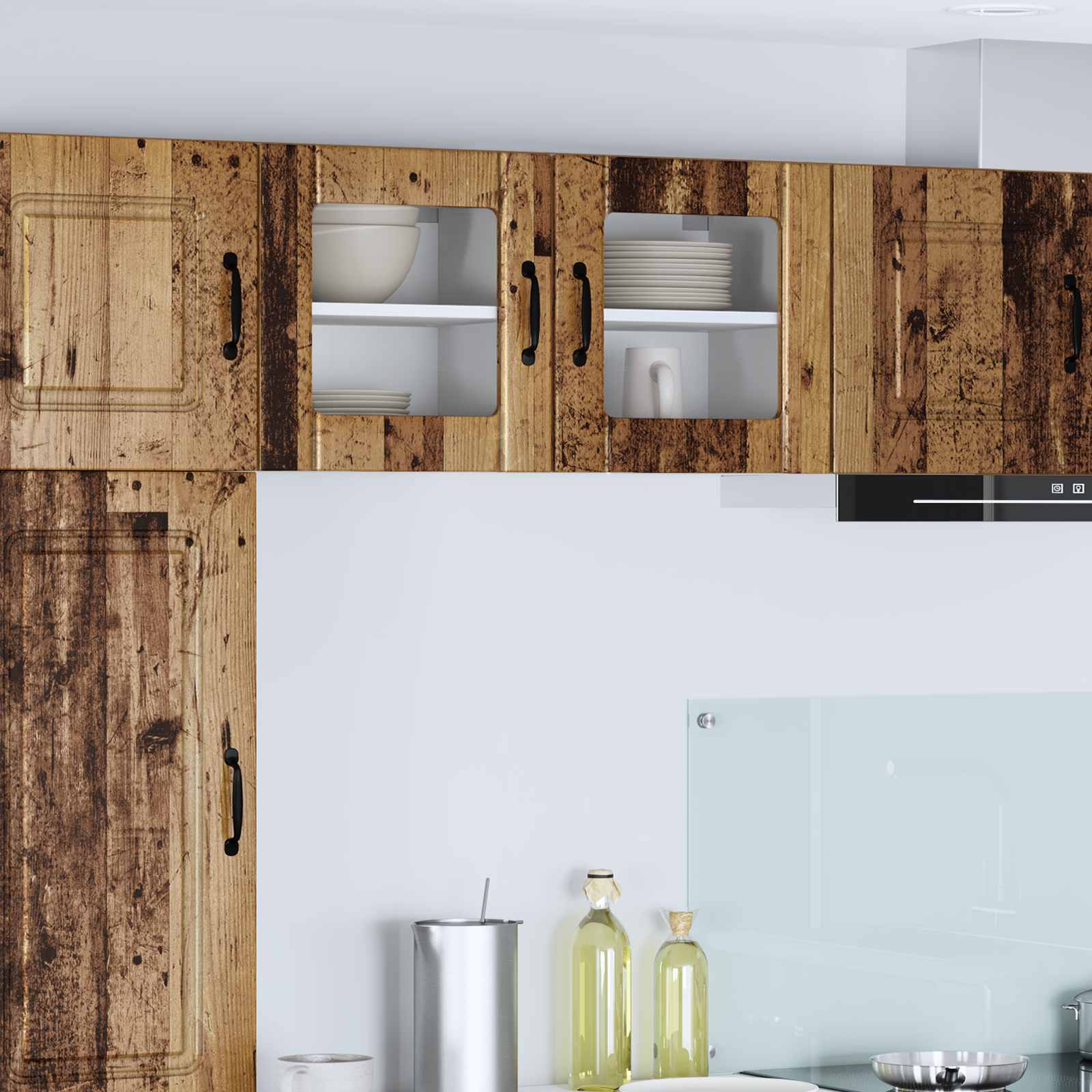 vidaXL Wandglas-Schrank LUCCA 2 pcs Altholz 40 x 31 x 40 cm
