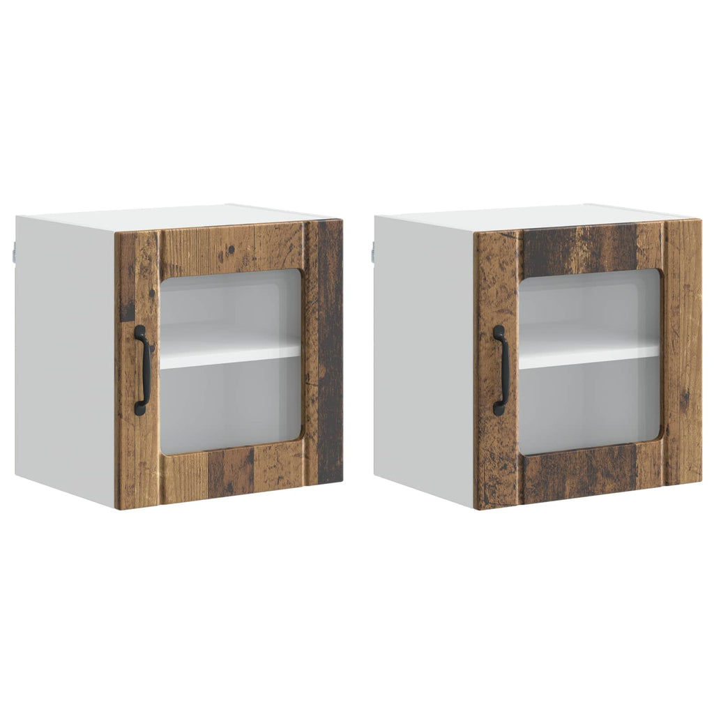 vidaXL Wandglas-Schrank LUCCA 2 pcs Altholz 40 x 31 x 40 cm