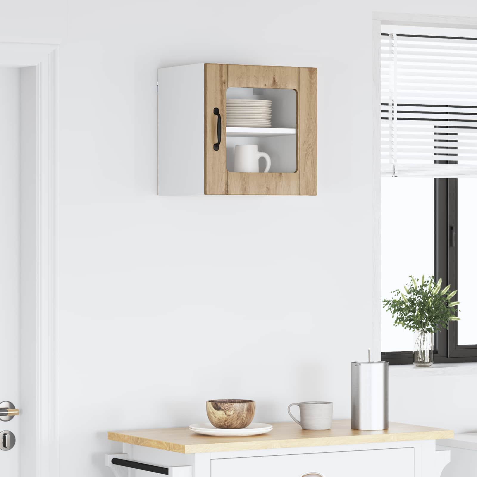vidaXL Wandglas-Schrank LUCCA Artisan-Eiche 40 x 31 x 40 cm