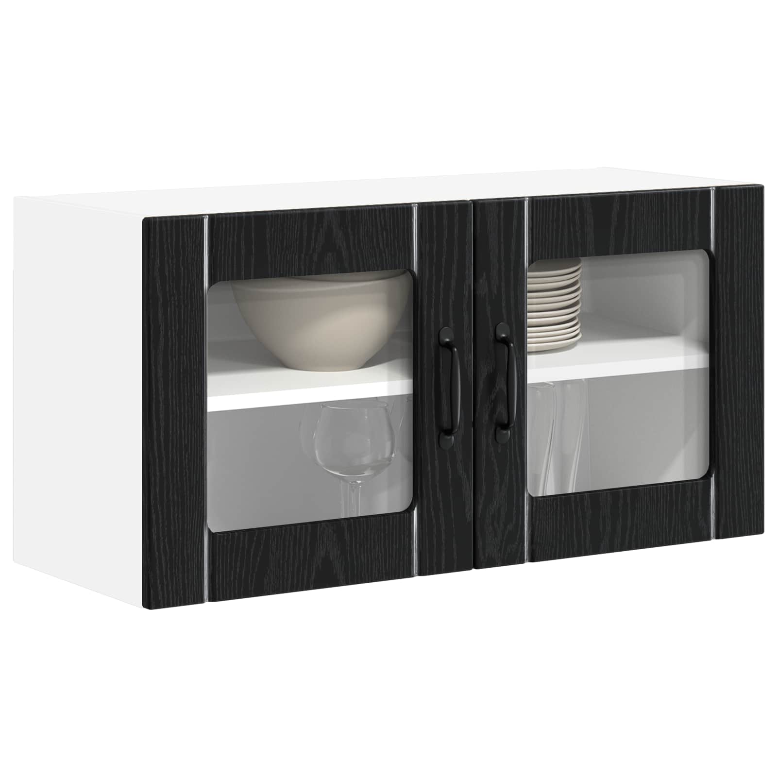 vidaXL Wandglas-Schrank LUCCA Schwarze Eiche 80 x 31 x 40 cm