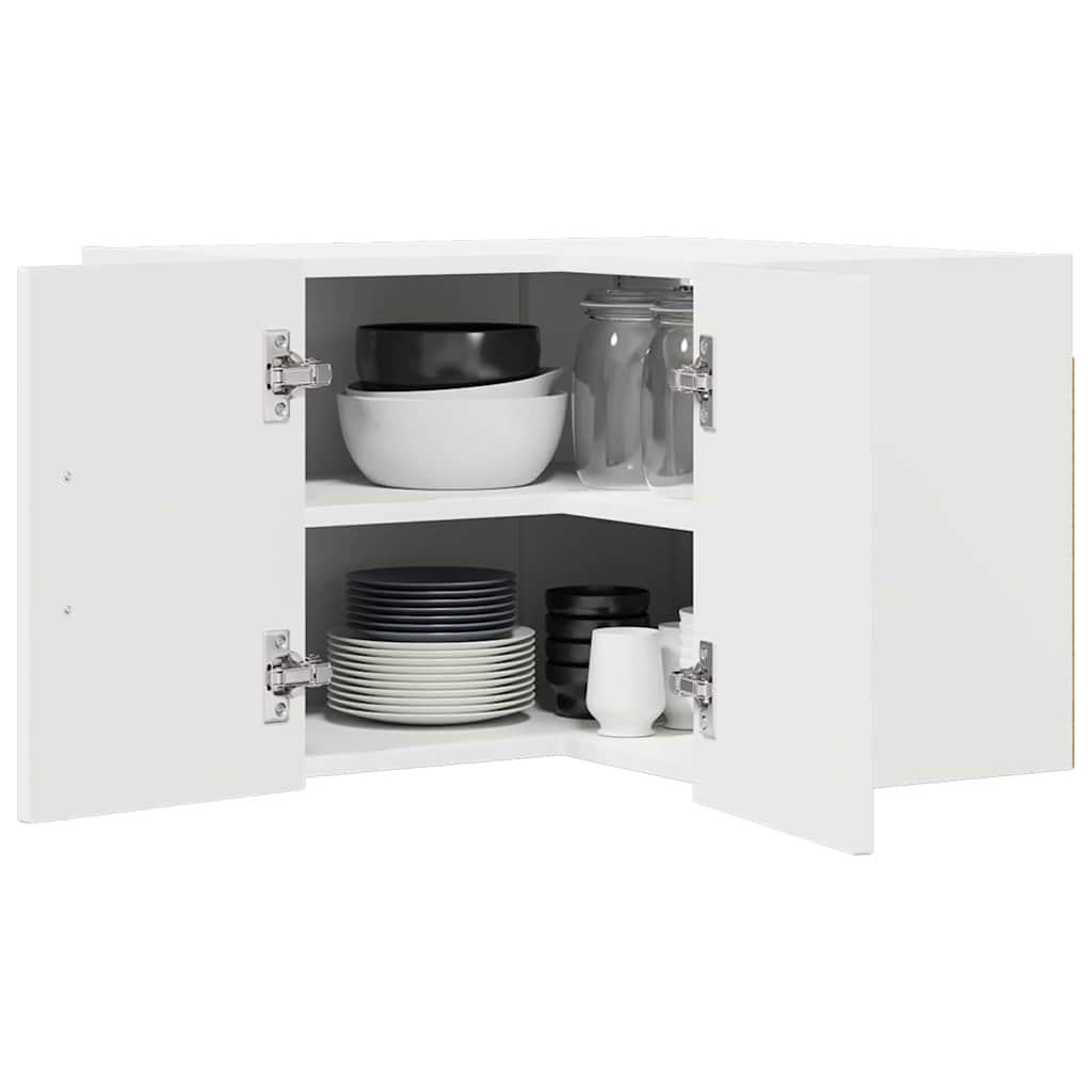 vidaXL Wand-Eckschrank LUCCA Hochglanz Weiß 57 x 57 x 40 cm