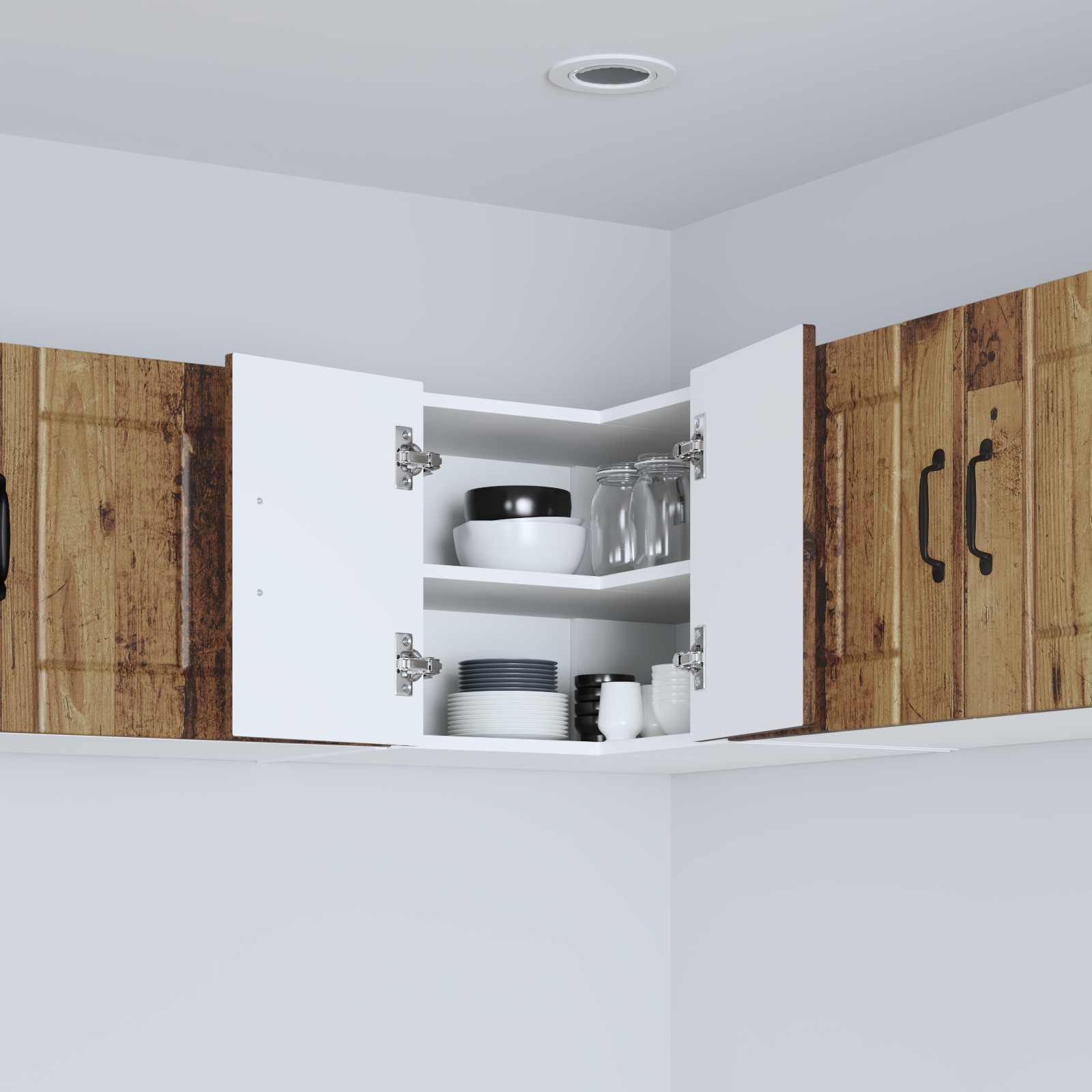 vidaXL Wand-Eckschrank LUCCA Altholz 57 x 57 x 40 cm Holzwerkstoff