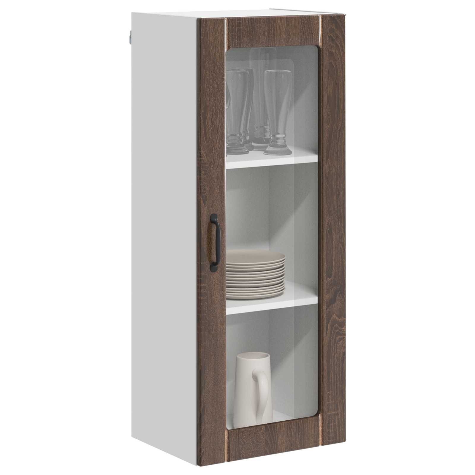 vidaXL Wandglas-Schrank LUCCA Brauneiche 40 x 31 x 100 cm