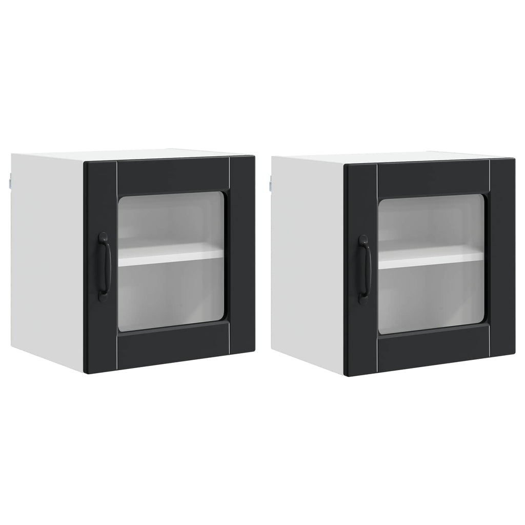 vidaXL Wandglas-Schrank PORTO 2 pcs Schwarz 40 x 31 x 40 cm