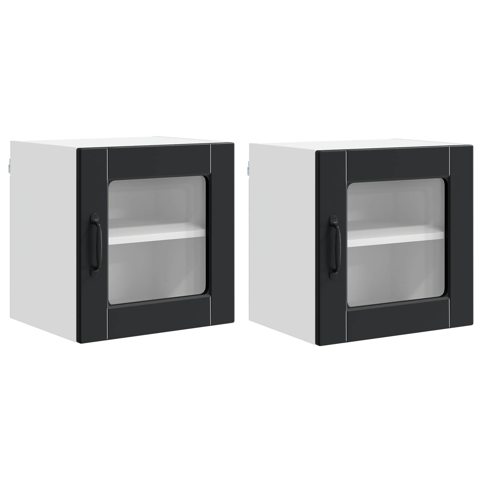 vidaXL Wandglas-Schrank PORTO 2 pcs Schwarz 40 x 31 x 40 cm