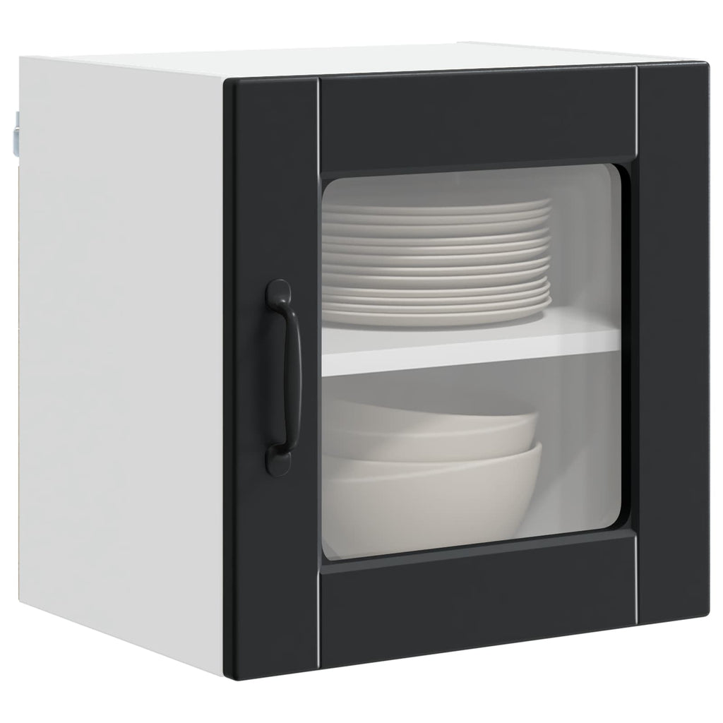 vidaXL Wandglas-Schrank PORTO 2 pcs Schwarz 40 x 31 x 40 cm
