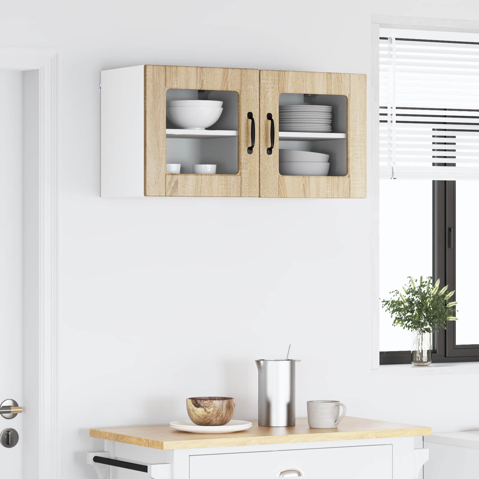vidaXL Wandglas-Schrank PORTO 2 pcs Sonoma-Eiche 40 x 31 x 40 cm