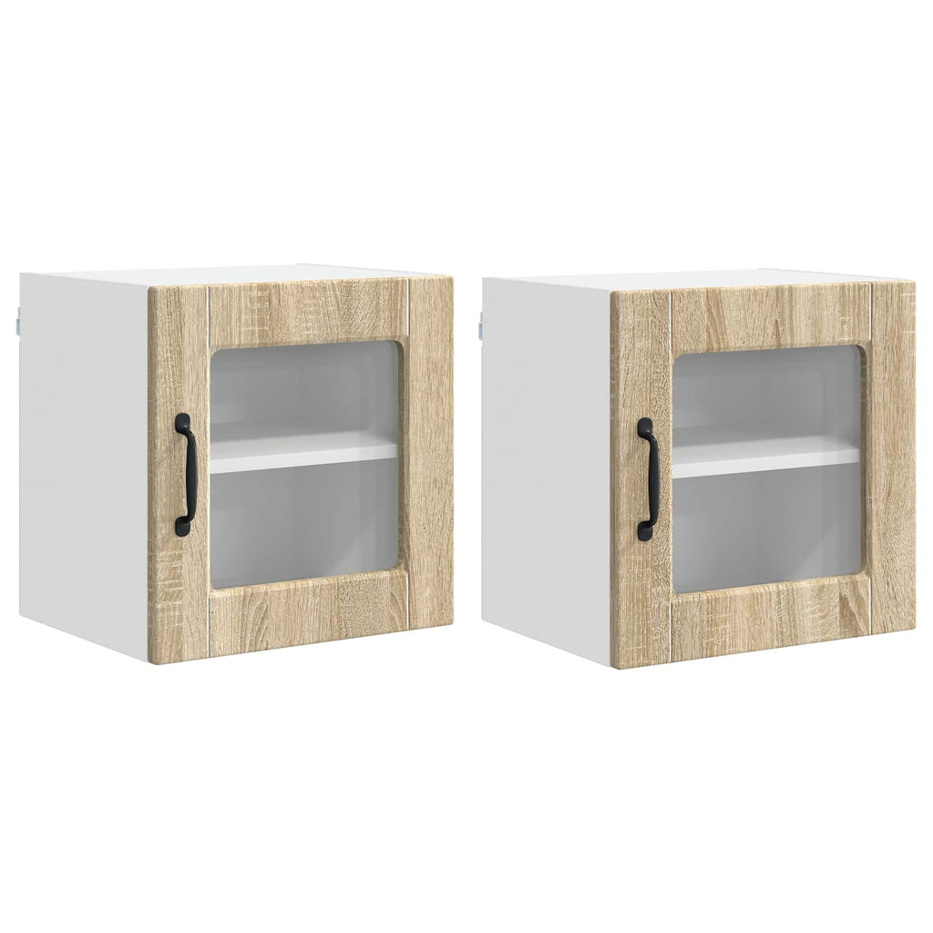 vidaXL Wandglas-Schrank PORTO 2 pcs Sonoma-Eiche 40 x 31 x 40 cm