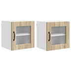 vidaXL Wandglas-Schrank PORTO 2 pcs Sonoma-Eiche 40 x 31 x 40 cm