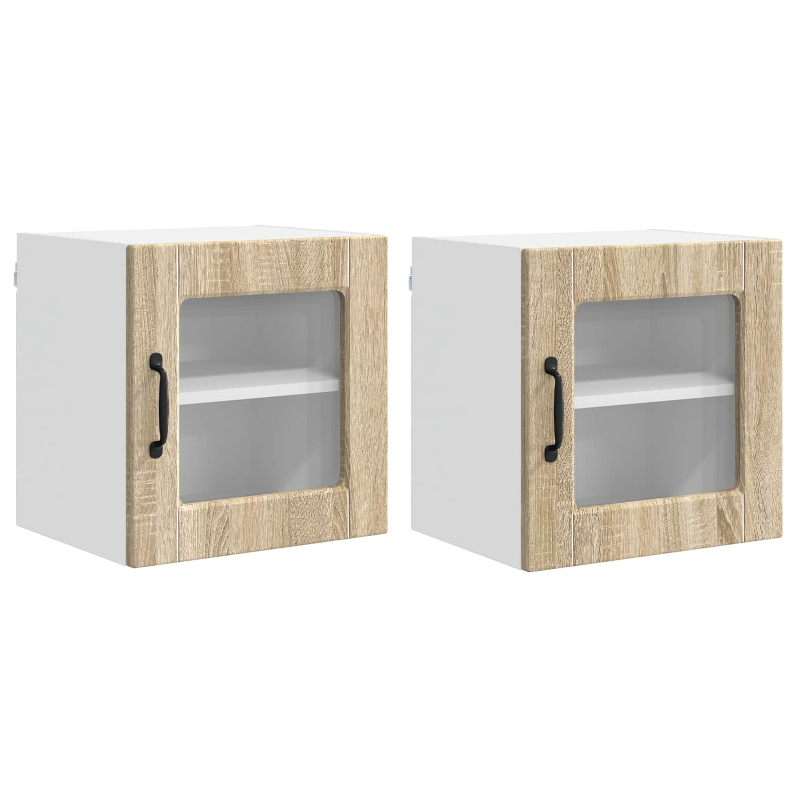 vidaXL Wandglas-Schrank PORTO 2 pcs Sonoma-Eiche 40 x 31 x 40 cm
