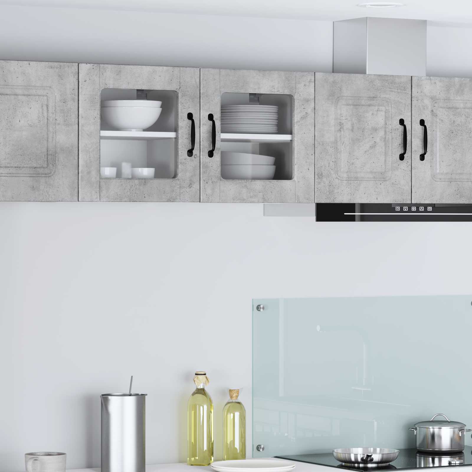 vidaXL Wandglas-Schrank PORTO 2 pcs Beton Grau 40 x 31 x 40 cm