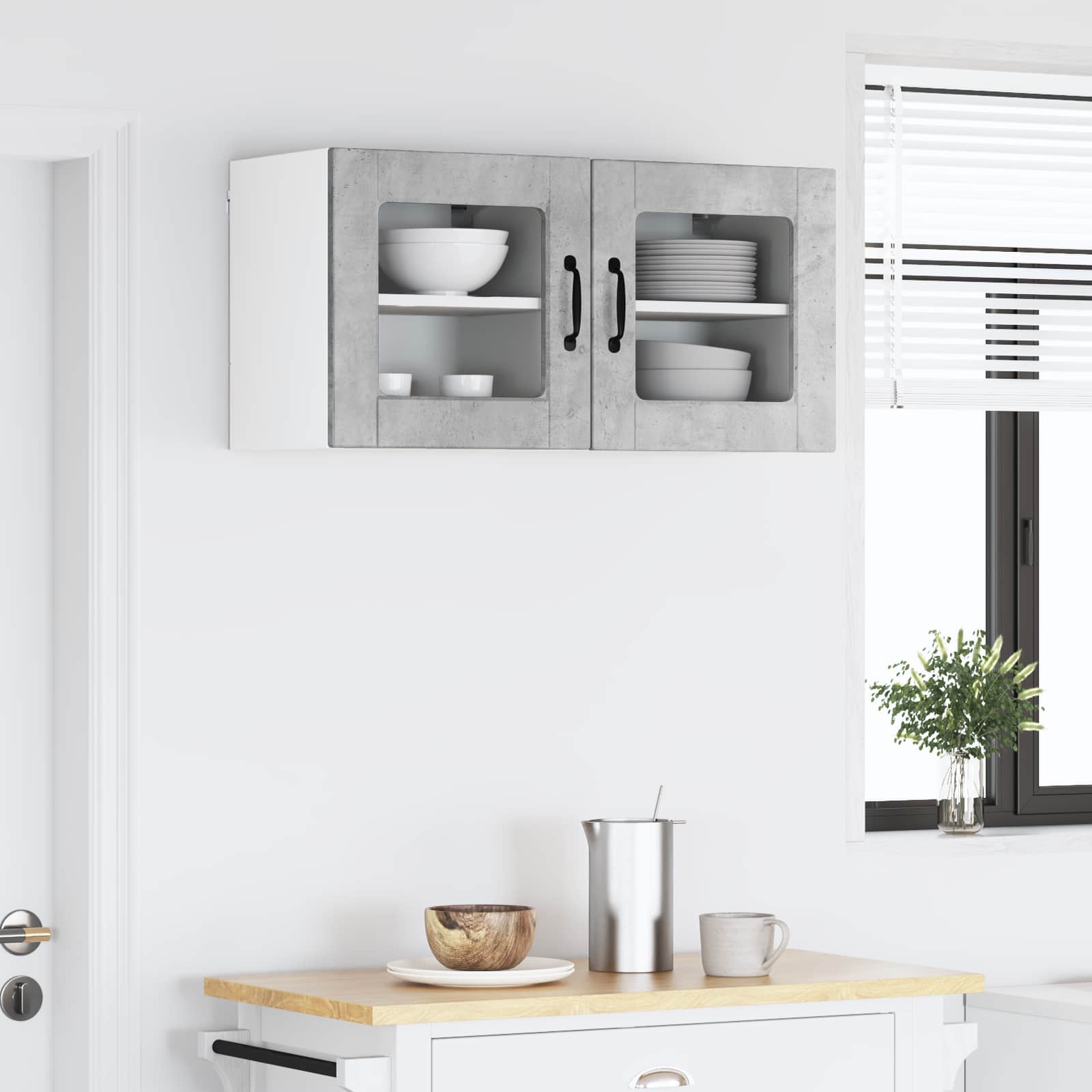 vidaXL Wandglas-Schrank PORTO 2 pcs Beton Grau 40 x 31 x 40 cm