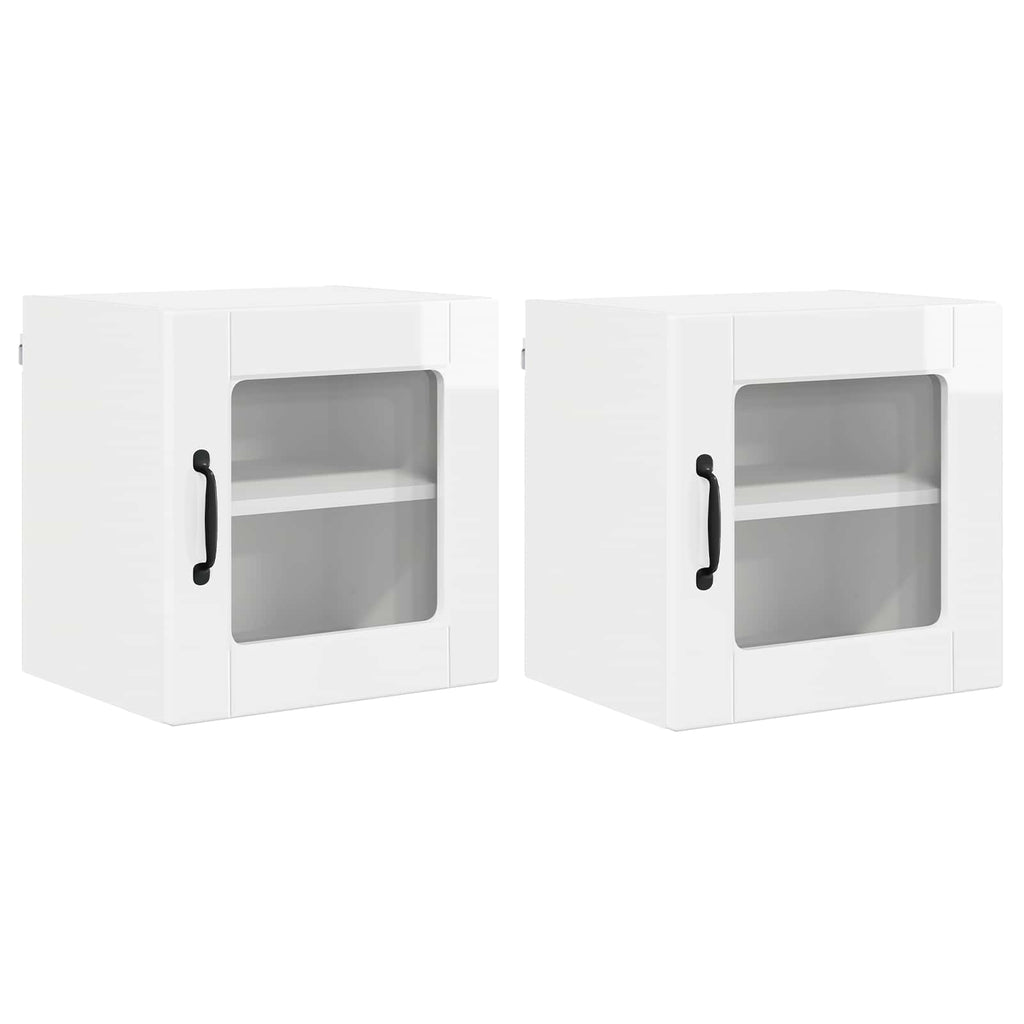 vidaXL Wandglas-Schrank PORTO 2 pcs Hochglanz Weiß 40 x 31 x 40 cm
