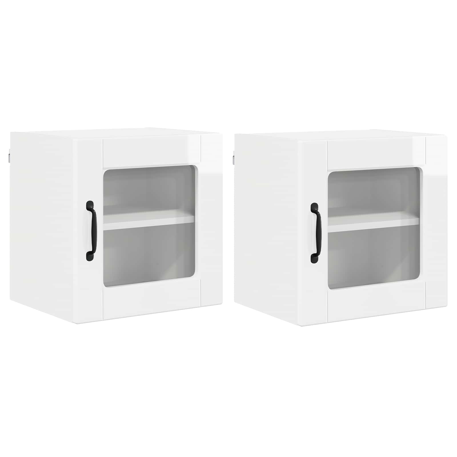 vidaXL Wandglas-Schrank PORTO 2 pcs Hochglanz Weiß 40 x 31 x 40 cm