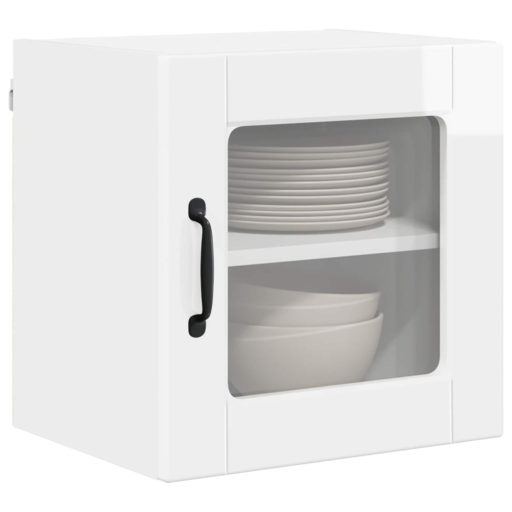 vidaXL Wandglas-Schrank PORTO 2 pcs Hochglanz Weiß 40 x 31 x 40 cm