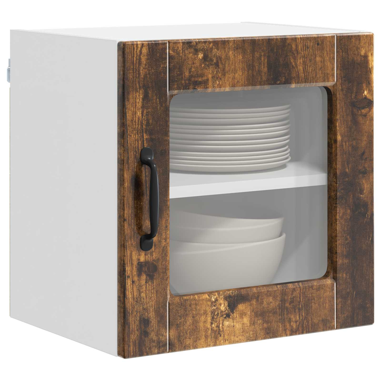 vidaXL Wandglas-Schrank PORTO Geräucherte Eiche 40 x 31 x 40 cm