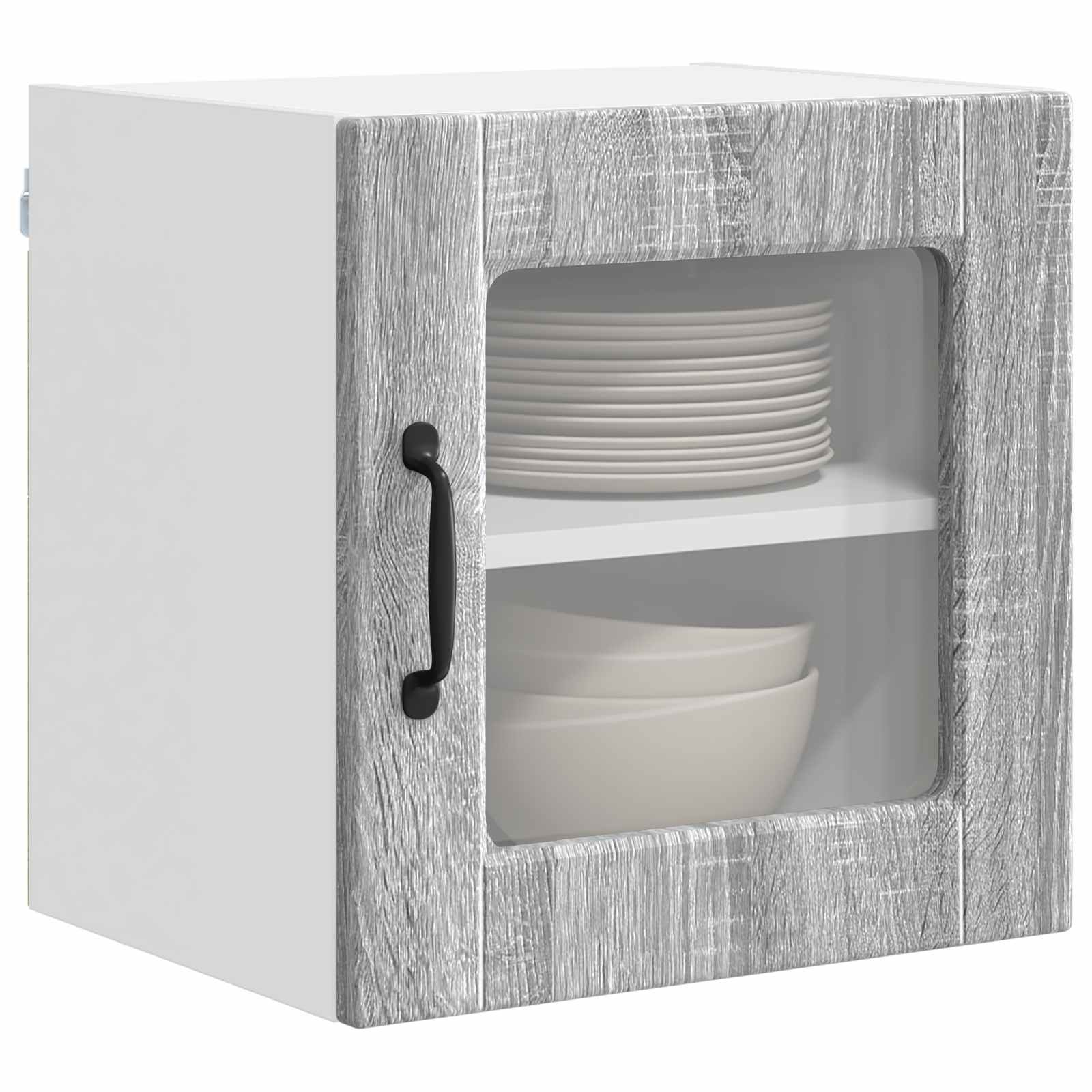 vidaXL Wandglas-Schrank PORTO Graues Sonoma 40 x 31 x 40 cm