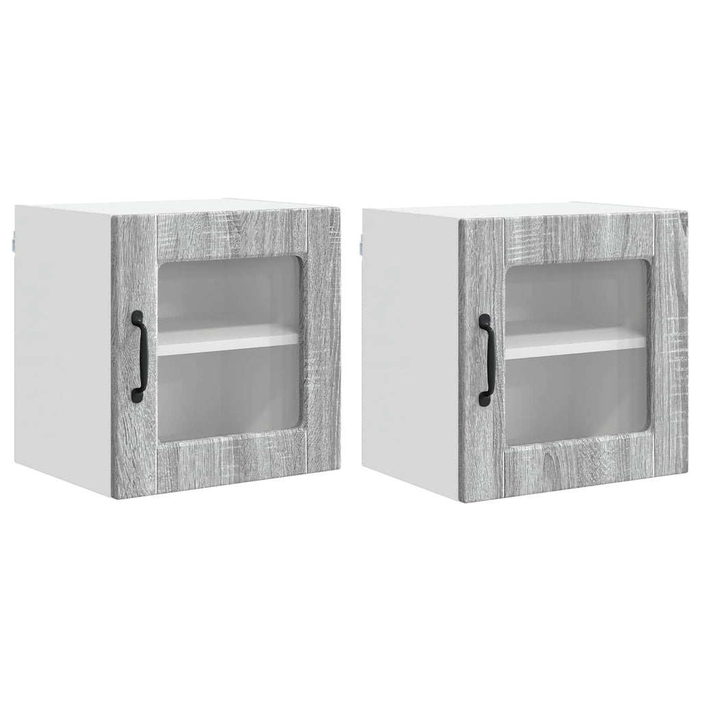 vidaXL Wandglasschrank PORTO 2 pcs Graues Sonoma 40 x 31 x 40 cm