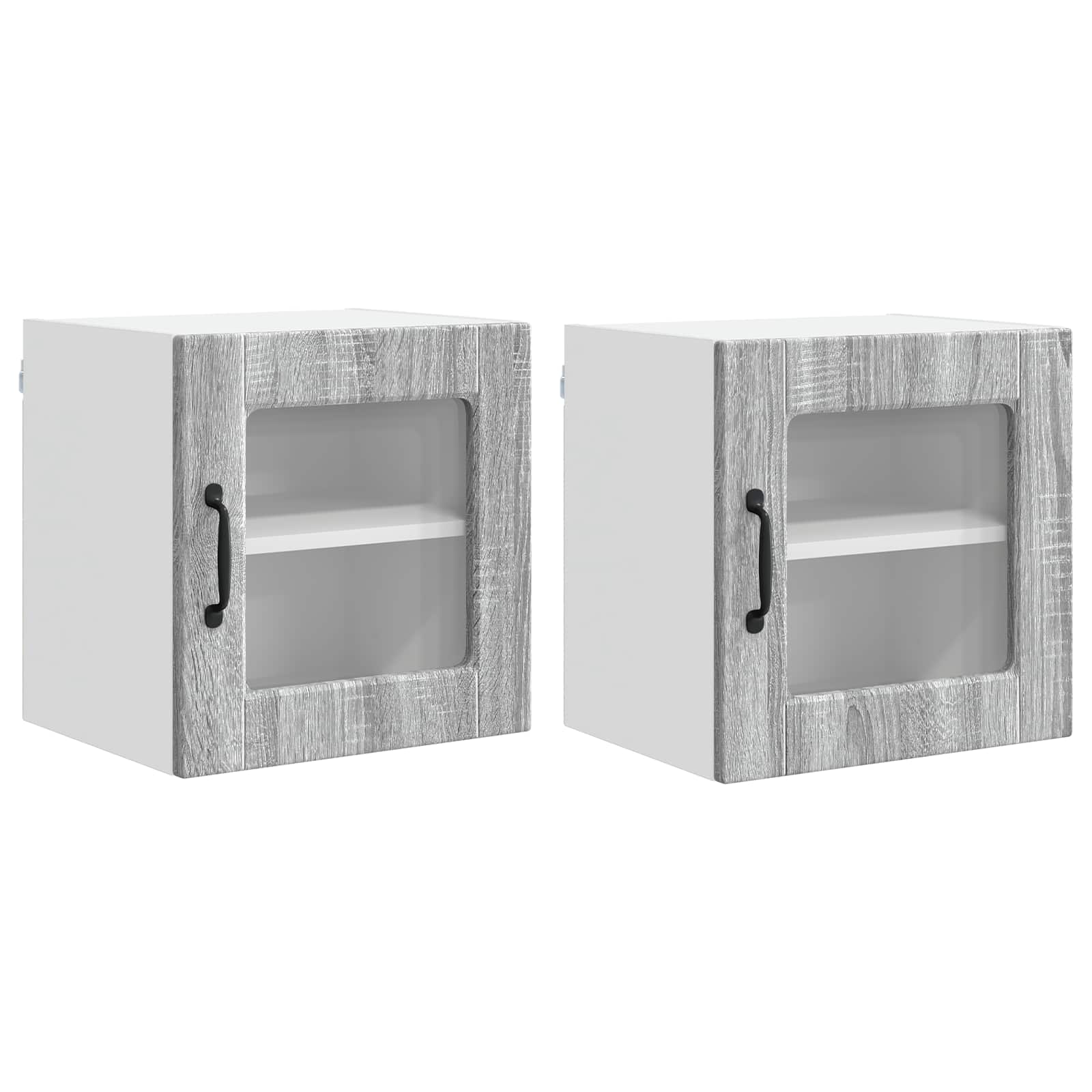 vidaXL Wandglasschrank PORTO 2 pcs Graues Sonoma 40 x 31 x 40 cm